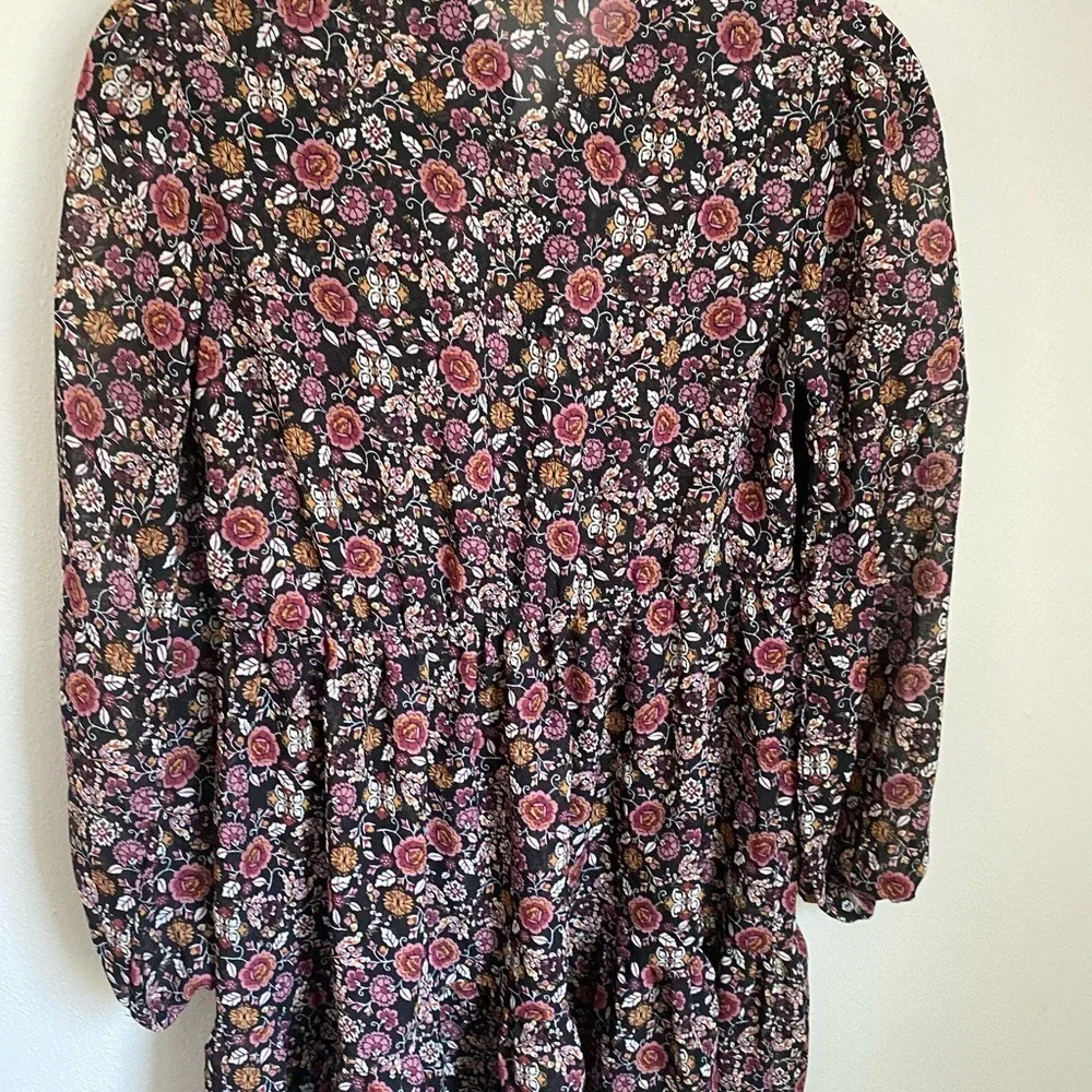 Y2K Floral Tiered Embroidered Velvet Vest Overlay Black Mini Dress 16 Boho Lagen